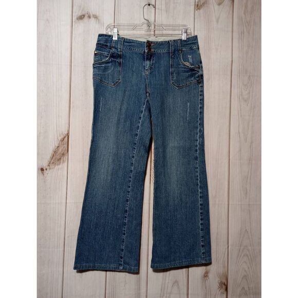 Banana‎ Republic Jeans Ladies 8 Contoured Bootcut Distressed - Picture 1 of 9